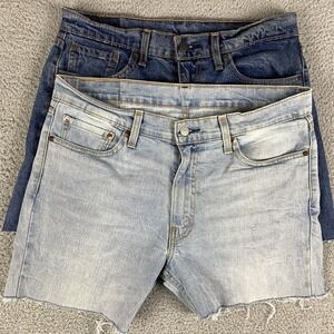 LOT OF 2 Levis Shorts Mens 32 Blue Cut Off  Jean Jorts 505 511 Light Wash 6"